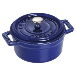 Mini Cocotte 10 cm, rund, Dunkelblau, Gusseisen