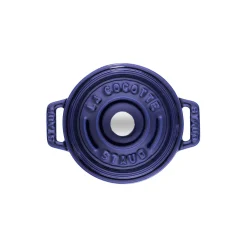 Mini Cocotte 10 cm, rund, Dunkelblau, Gusseisen