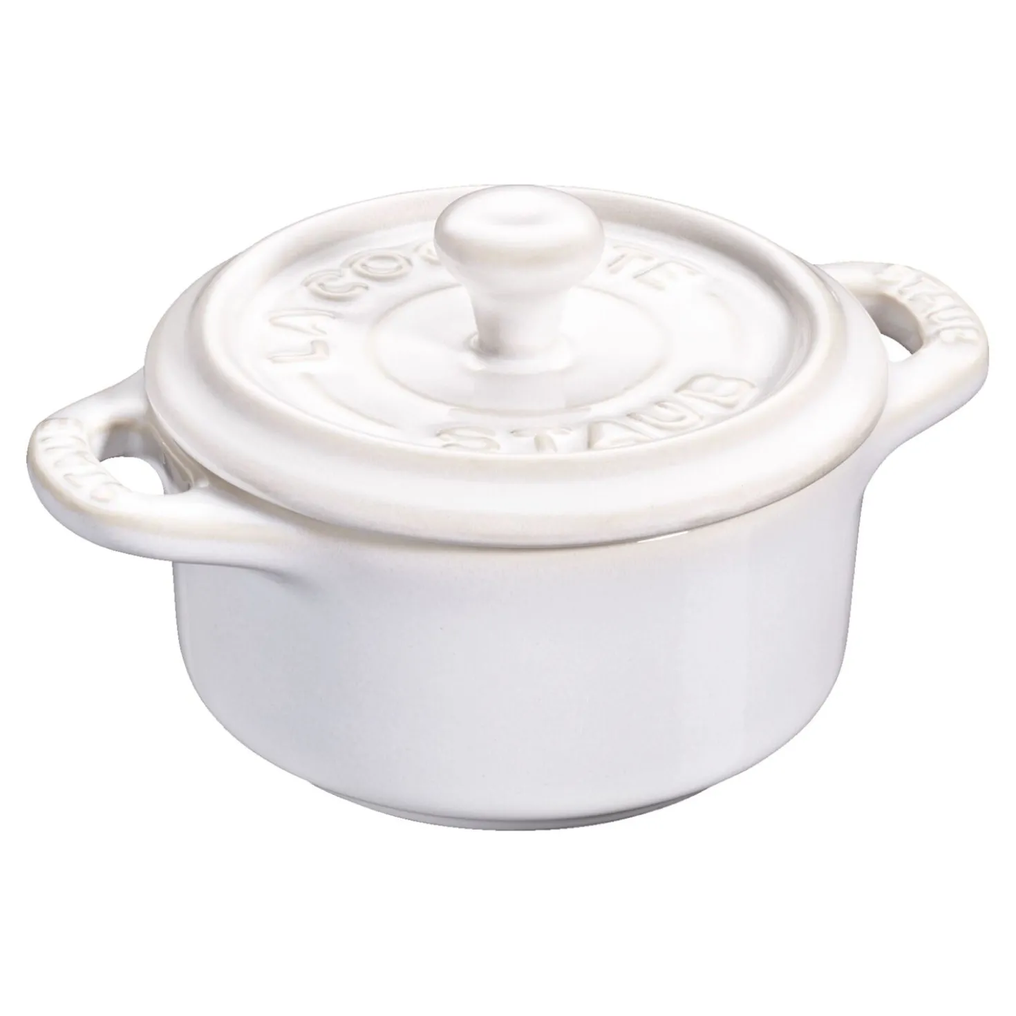 Mini Cocotte 10 cm, rund, Elfenbein-Weiß, Keramik