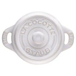 Mini Cocotte 10 cm, rund, Elfenbein-Weiß, Keramik