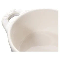Mini Cocotte 10 cm, rund, Elfenbein-Weiß, Keramik