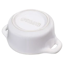Mini Cocotte 10 cm, rund, Elfenbein-Weiß, Keramik