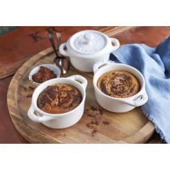 Mini Cocotte 10 cm, rund, Elfenbein-Weiß, Keramik