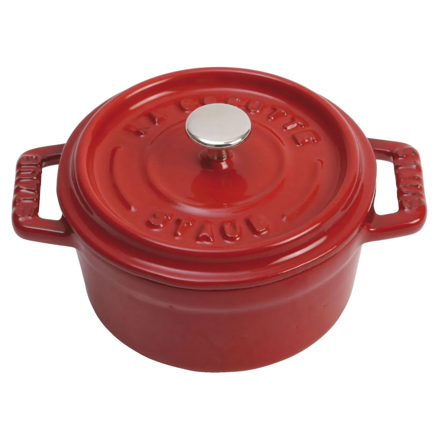 Mini Cocotte 10 cm, rund, Kirsch-Rot, Gusseisen