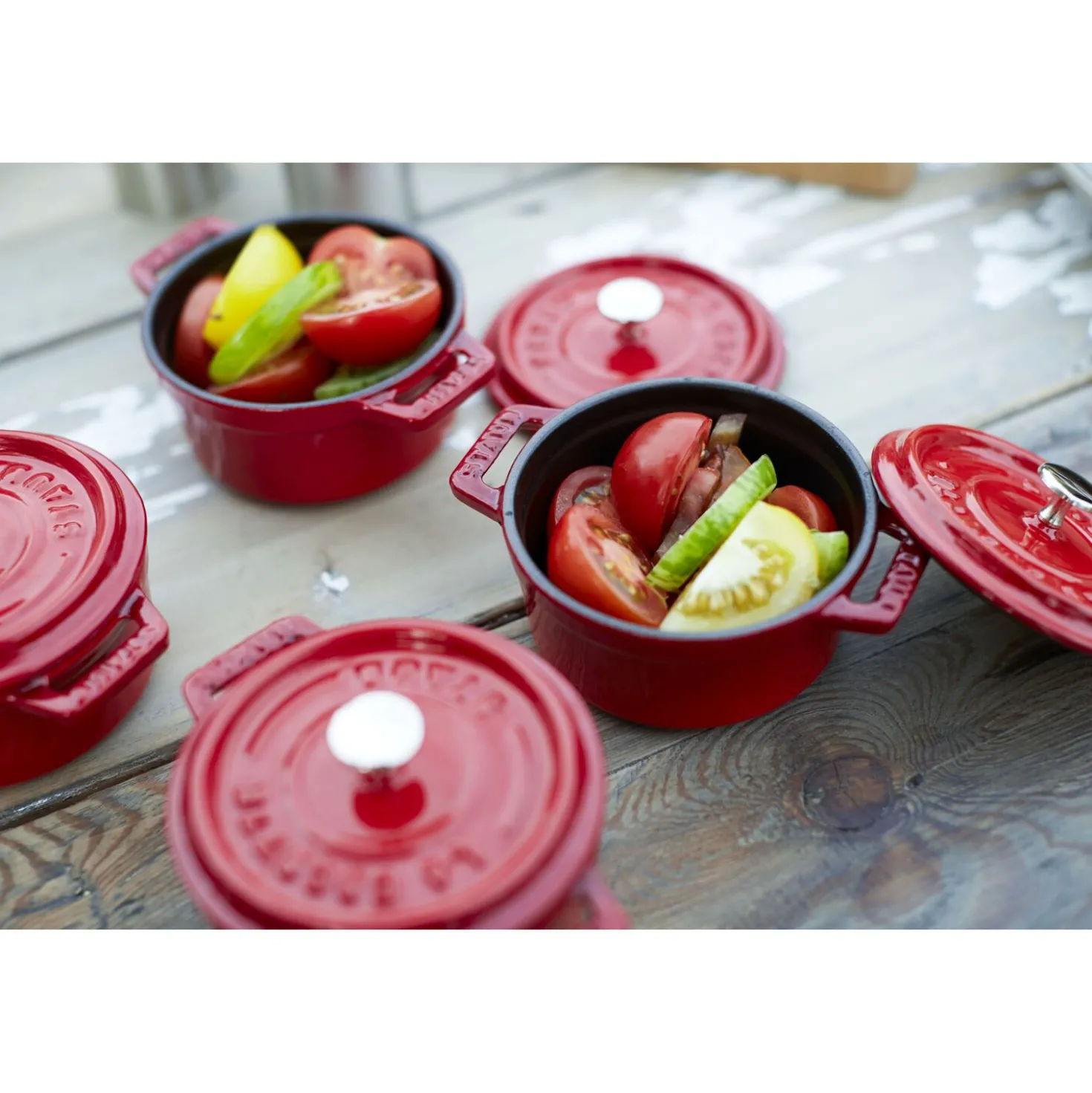 Mini Cocotte 10 cm, rund, Kirsch-Rot, Gusseisen