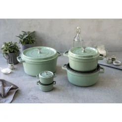 Mini Cocotte 10 cm, rund, Salbeigrün, Gusseisen