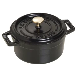 Mini Cocotte 10 cm, rund, Schwarz, Gusseisen