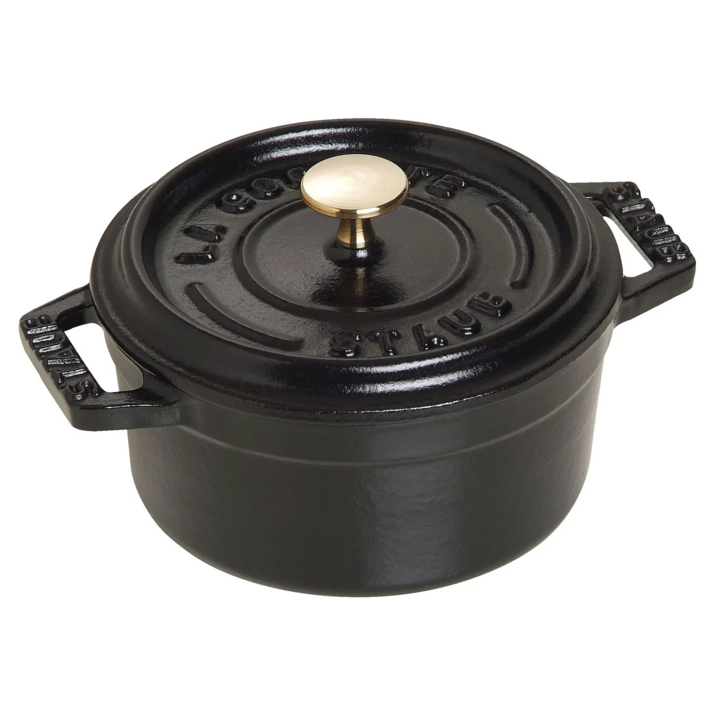 Mini Cocotte 10 cm, rund, Schwarz, Gusseisen