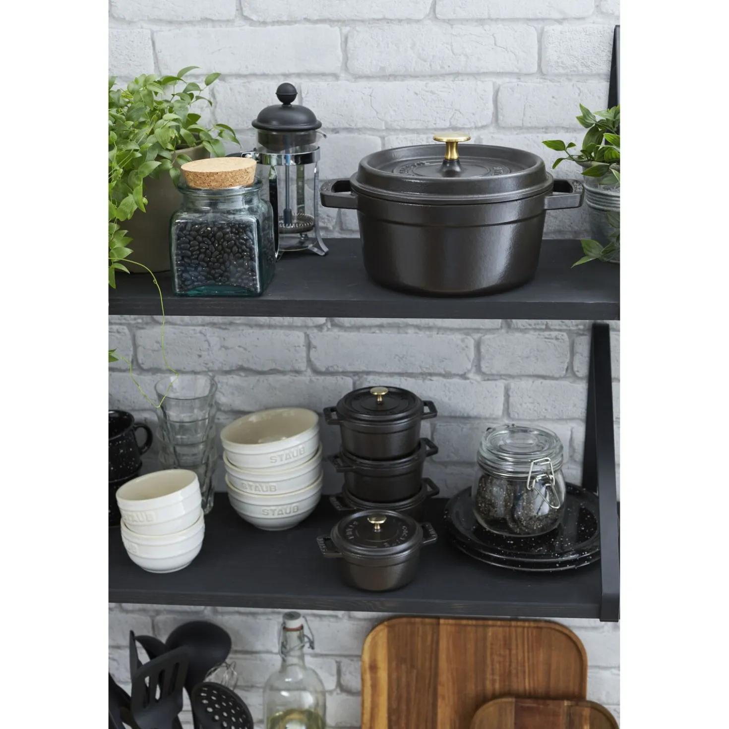 Mini Cocotte 10 cm, rund, Schwarz, Gusseisen