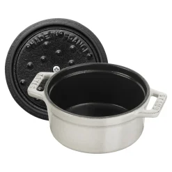 Mini Cocotte 10 cm, rund, Weisser Trüffel, Gusseisen