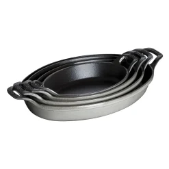 Ofenform 21 cm, oval, Graphit-Grau, Gusseisen