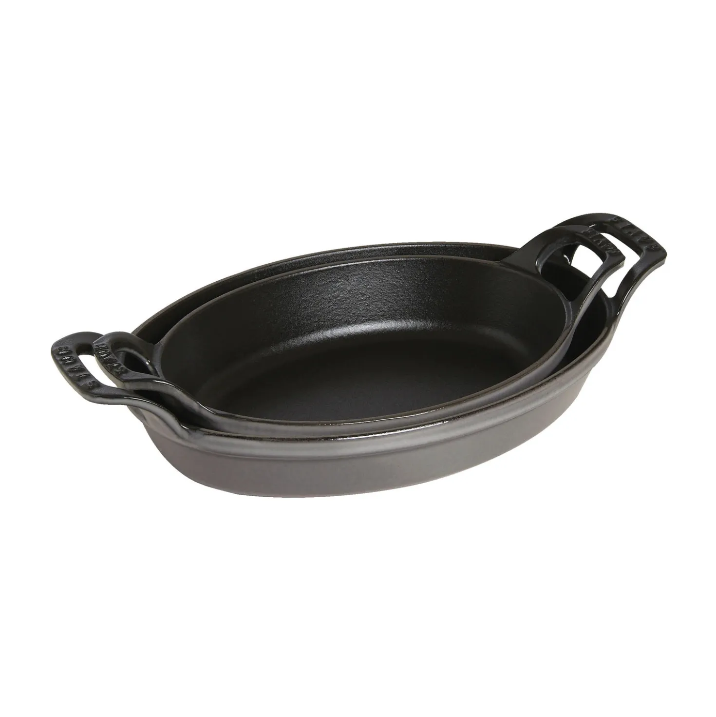 Ofenform 21 cm, oval, Graphit-Grau, Gusseisen