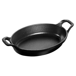 Ofenform 28 cm, oval, Schwarz, Gusseisen