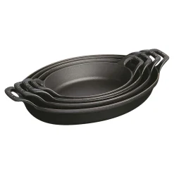 Ofenform 28 cm, oval, Schwarz, Gusseisen
