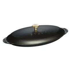 Ofenform mit Deckel 31 cm, oval, Schwarz, Gusseisen