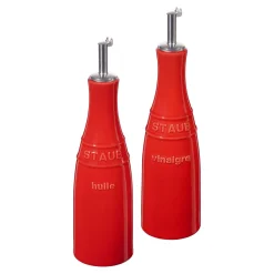 &Ouml;l- & Essigset 20 cm, Kirsch-Rot, Keramik