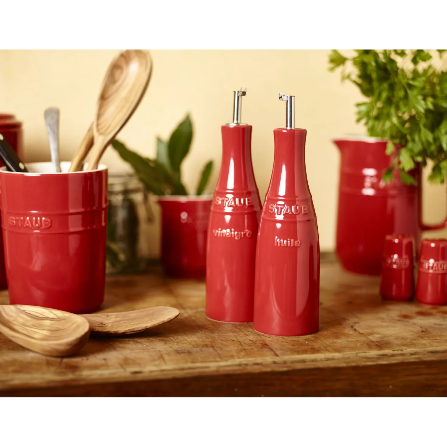 Öl- & Essigset 20 cm, Kirsch-Rot, Keramik
