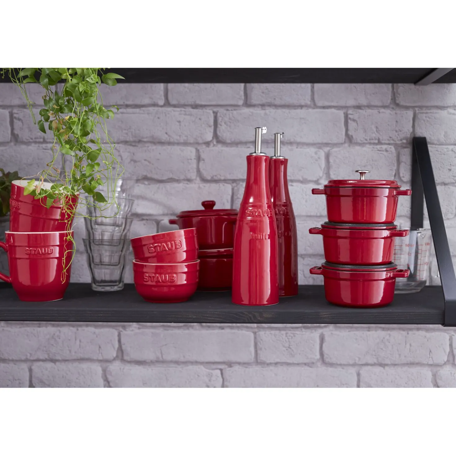 Öl- & Essigset 20 cm, Kirsch-Rot, Keramik