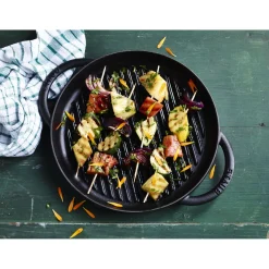 Pure Grill 23 cm, rund, Schwarz, Gusseisen