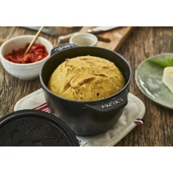 Reis-Cocotte 16 cm, rund, Schwarz, Gusseisen