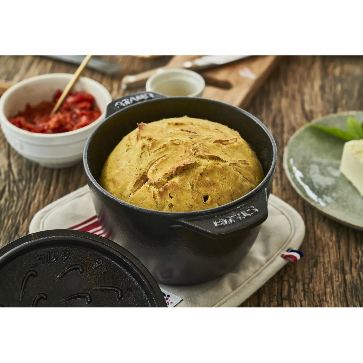 Reis-Cocotte 16 cm, rund, Schwarz, Gusseisen
