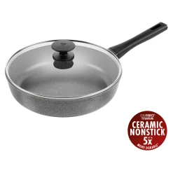 Schmorpfanne mit Glasdeckel, 28 cm, Aluminium, Titanverstärkte keramische Antihaftbeschichtung