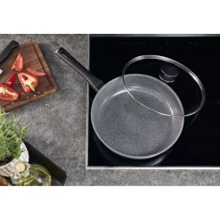 Schmorpfanne mit Glasdeckel, 28 cm, Aluminium, Titanverstärkte keramische Antihaftbeschichtung