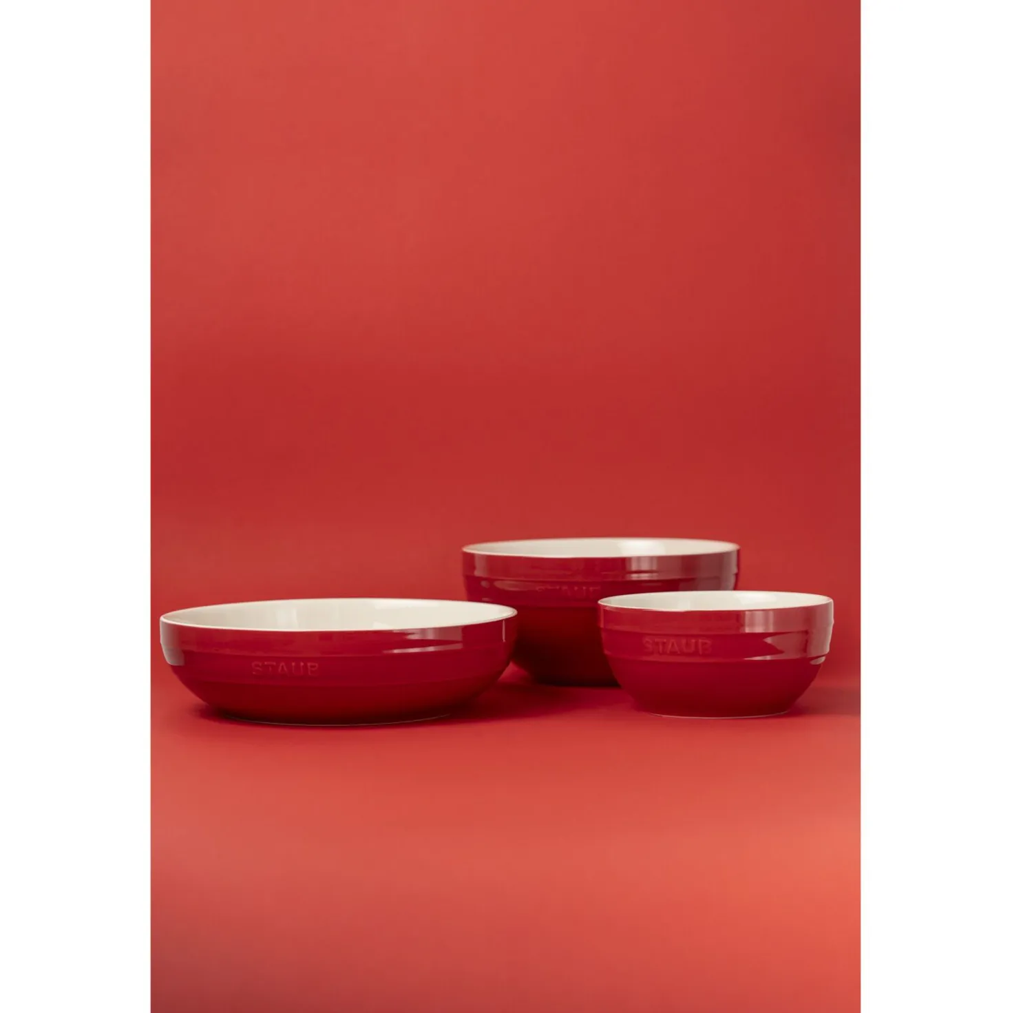 Schüssel 24 cm, rund, Kirsch-Rot, Keramik