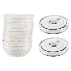 Schüssel Set mit Vakuumdeckeln/6-Teilig, 12cm/Elfenbeinweiß