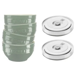 Schüssel Set mit Vakuumdeckeln/6-Teilig, 12cm/Eukalyptus