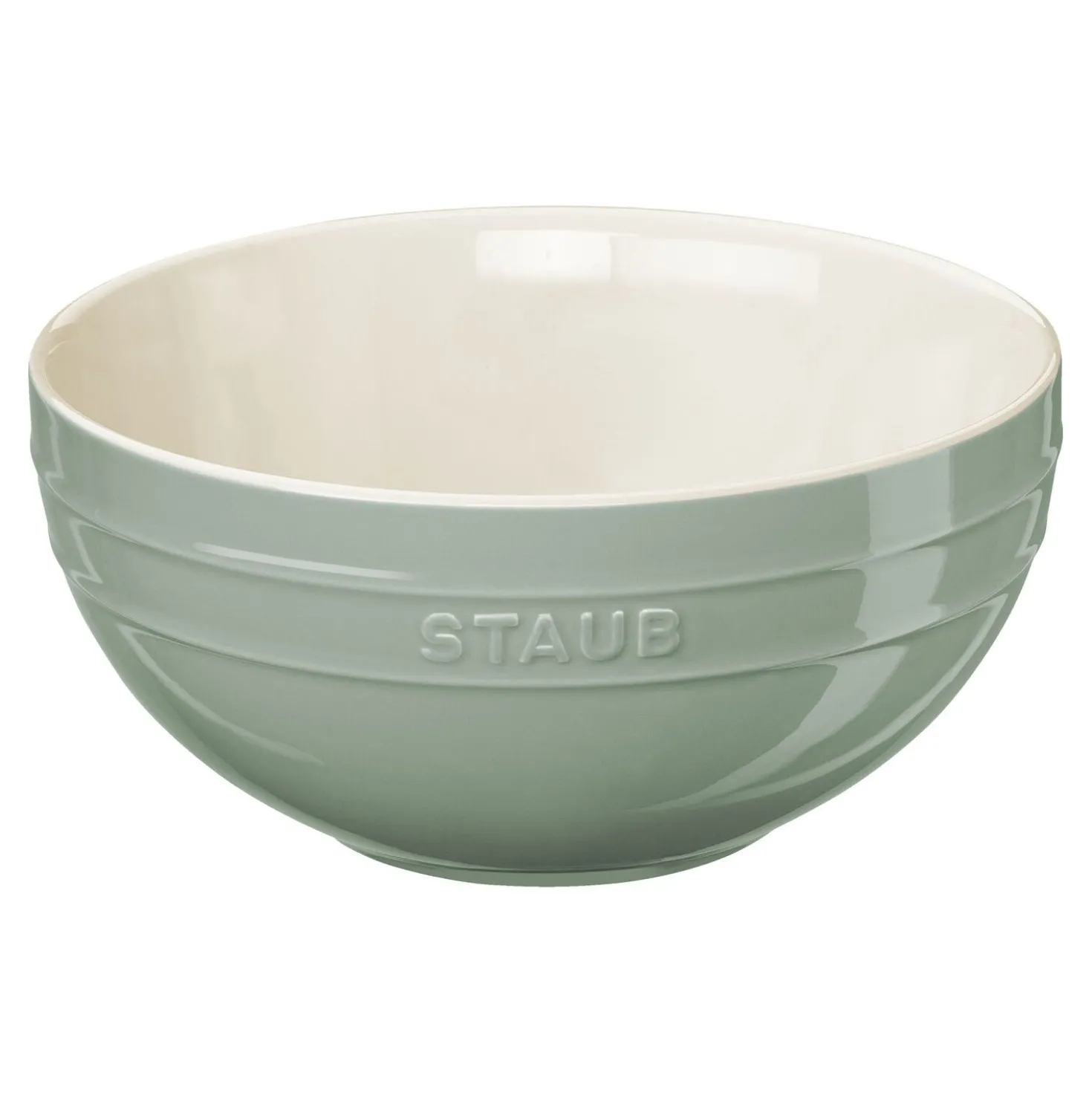 Schüssel-Set mit Vakuumdeckeln, 18 cm/ 24 cm/ 4-tlg., Eukalyptus/ Weiß, Keramik