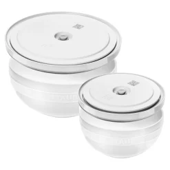 Schüssel-Set mit Vakuumdeckeln, 18 cm/ 24 cm/ 4-tlg., Weiß, Keramik