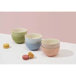 Schüssel-Set mit Vakuumdeckeln, 12 cm/ 9-tlg., Macaron/ Weiß, Keramik