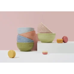 Schüssel-Set mit Vakuumdeckeln, 12 cm/ 9-tlg., Macaron/ Weiß, Keramik