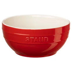Schüssel-Set mit Vakuumpumpe und -deckeln, 18 cm/ 24 cm/ 5-tlg., Kirschrot/ Weiß, Keramik