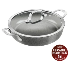 Servierpfanne mit Deckel, 28 cm, Aluminium, Titanverstärkte keramische Antihaftbeschichtung