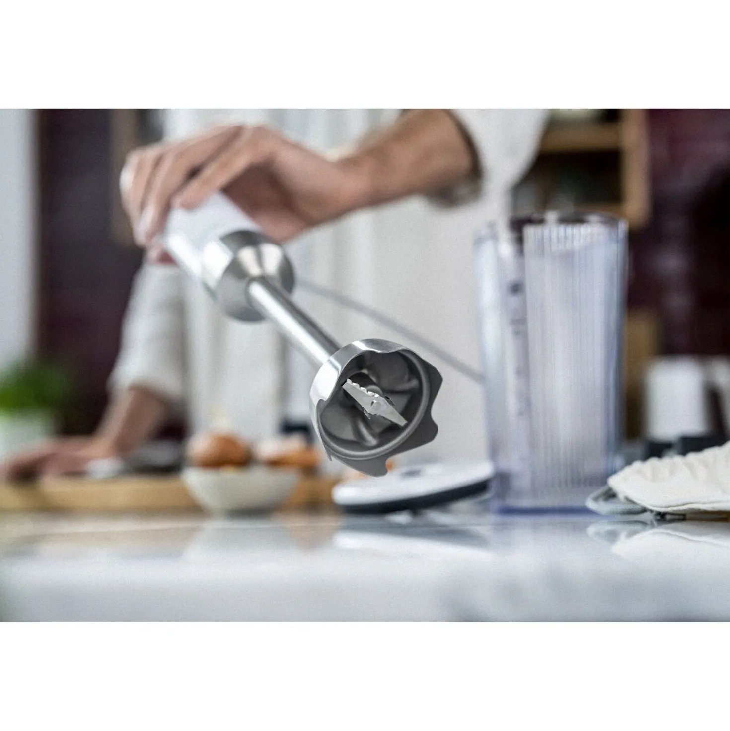 Stabmixer, DC Motor, Silber-Weiß