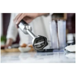 Stabmixer, Zerkleinerer, Kartoffelstampfer & Schneebesen Set, 4-tlg., Schwarz/Silber