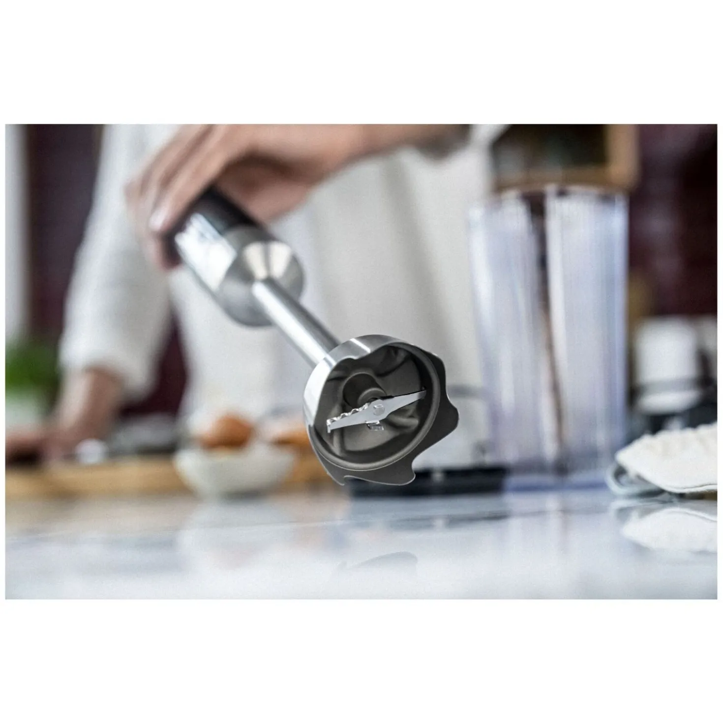 Stabmixer, Zerkleinerer, Kartoffelstampfer & Schneebesen Set, 4-tlg., Schwarz/Silber