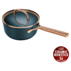 Stieltopf mit Glasdeckel 18 cm, Aluminium, Blau