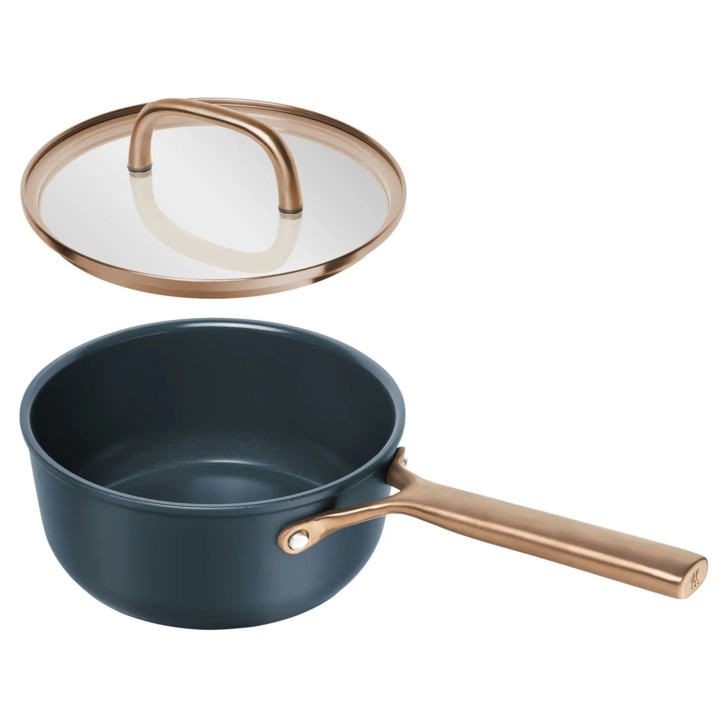 Stieltopf mit Glasdeckel 18 cm, Aluminium, Blau