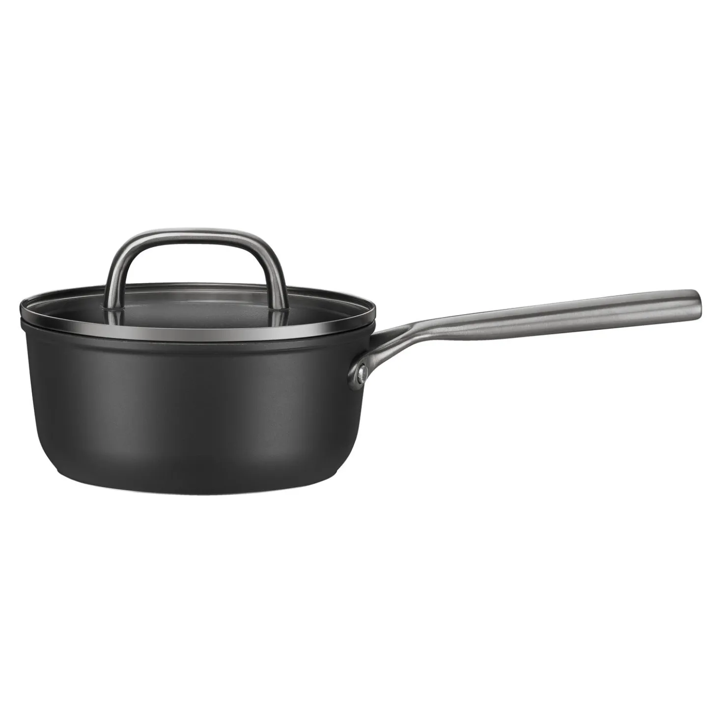 Stieltopf mit Glasdeckel 18 cm, Aluminium, Schwarz