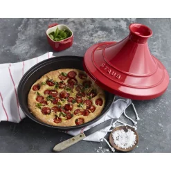 Tajine 28 cm, rund, Kirsch-Rot, Gusseisen