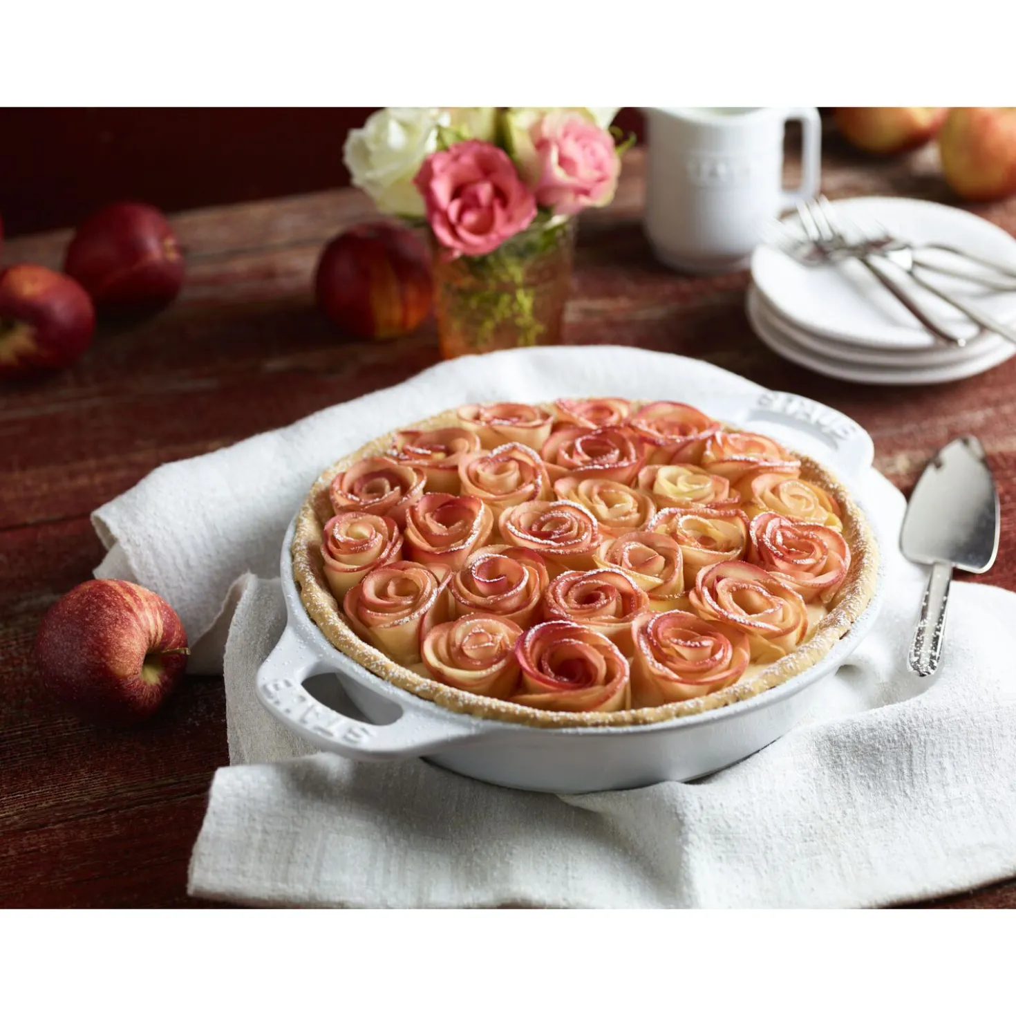 Tarte-Form 24 cm, rund, Weiß, Keramik