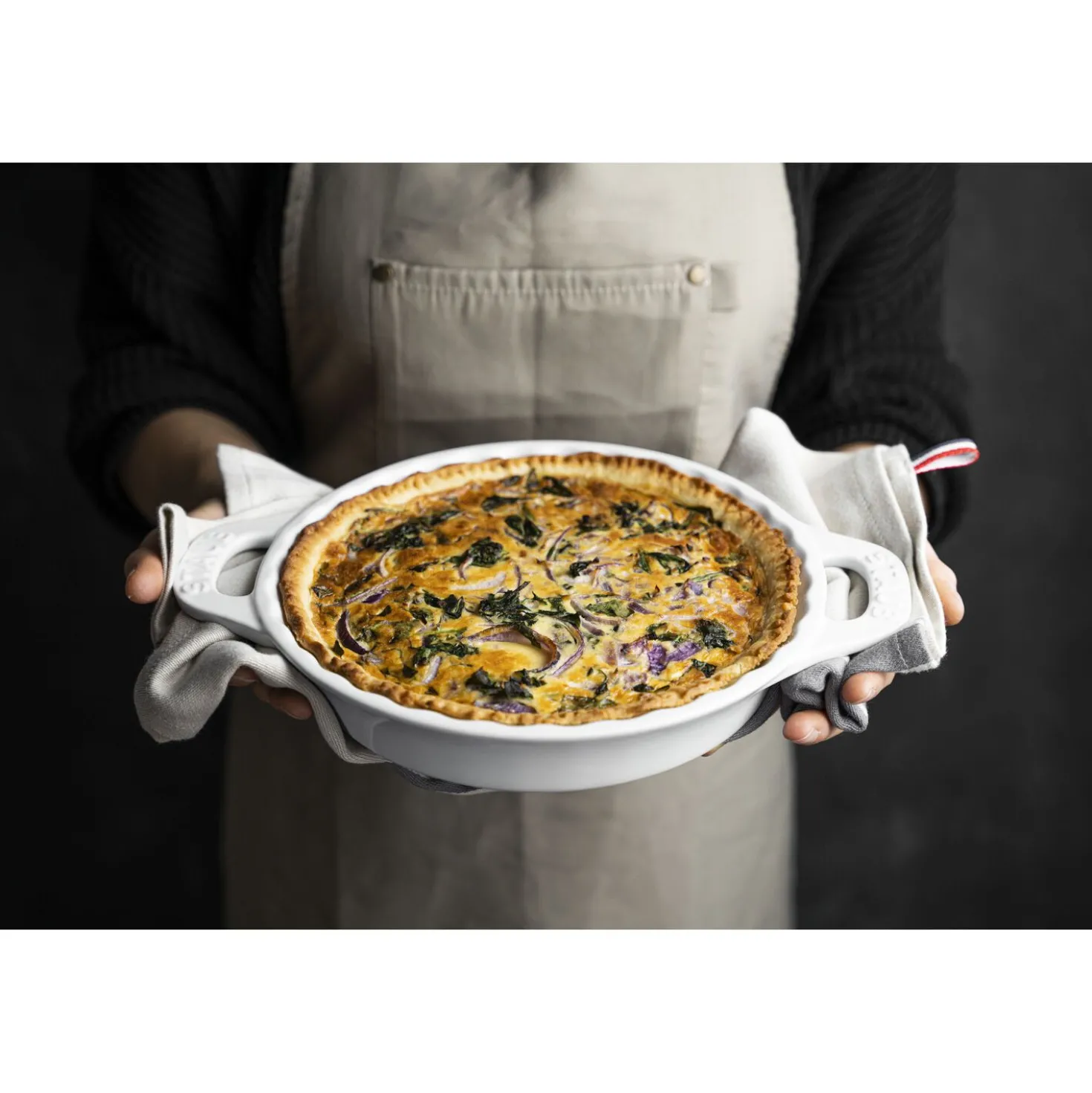 Tarte-Form 24 cm, rund, Weiß, Keramik