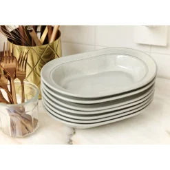 Teller 25 cm, oval, Weisser Trüffel, Keramik
