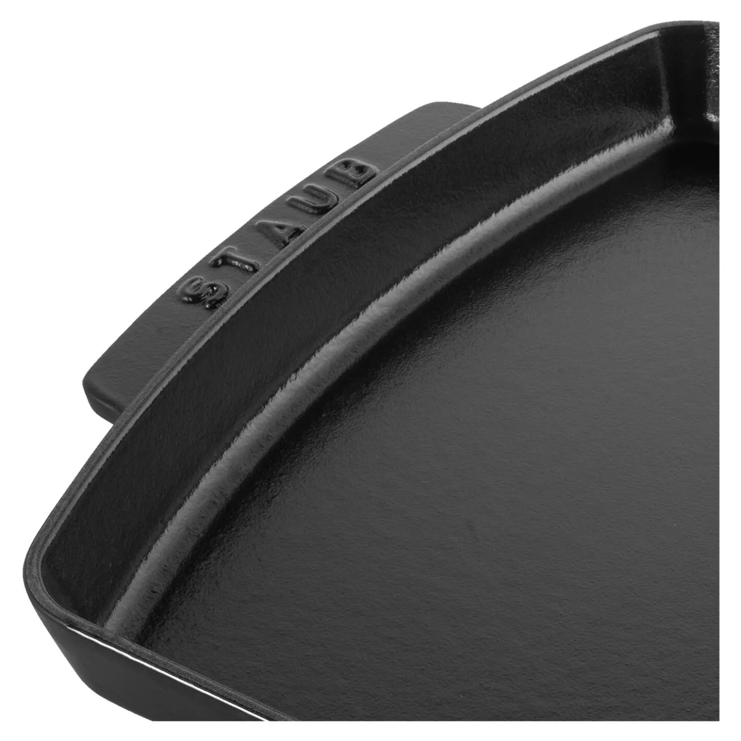 Teller mit Holzunterlage 33 cm x 22 cm, rechteckig, Schwarz, Gusseisen