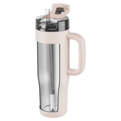Thermobecher mit Strohhalm, 900 ml, Edelstahl, Pink
