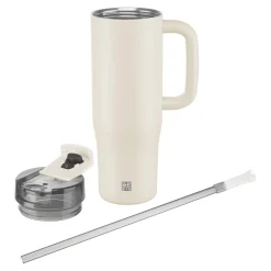Thermobecher mit Strohhalm, 900 ml, Edelstahl, Cream