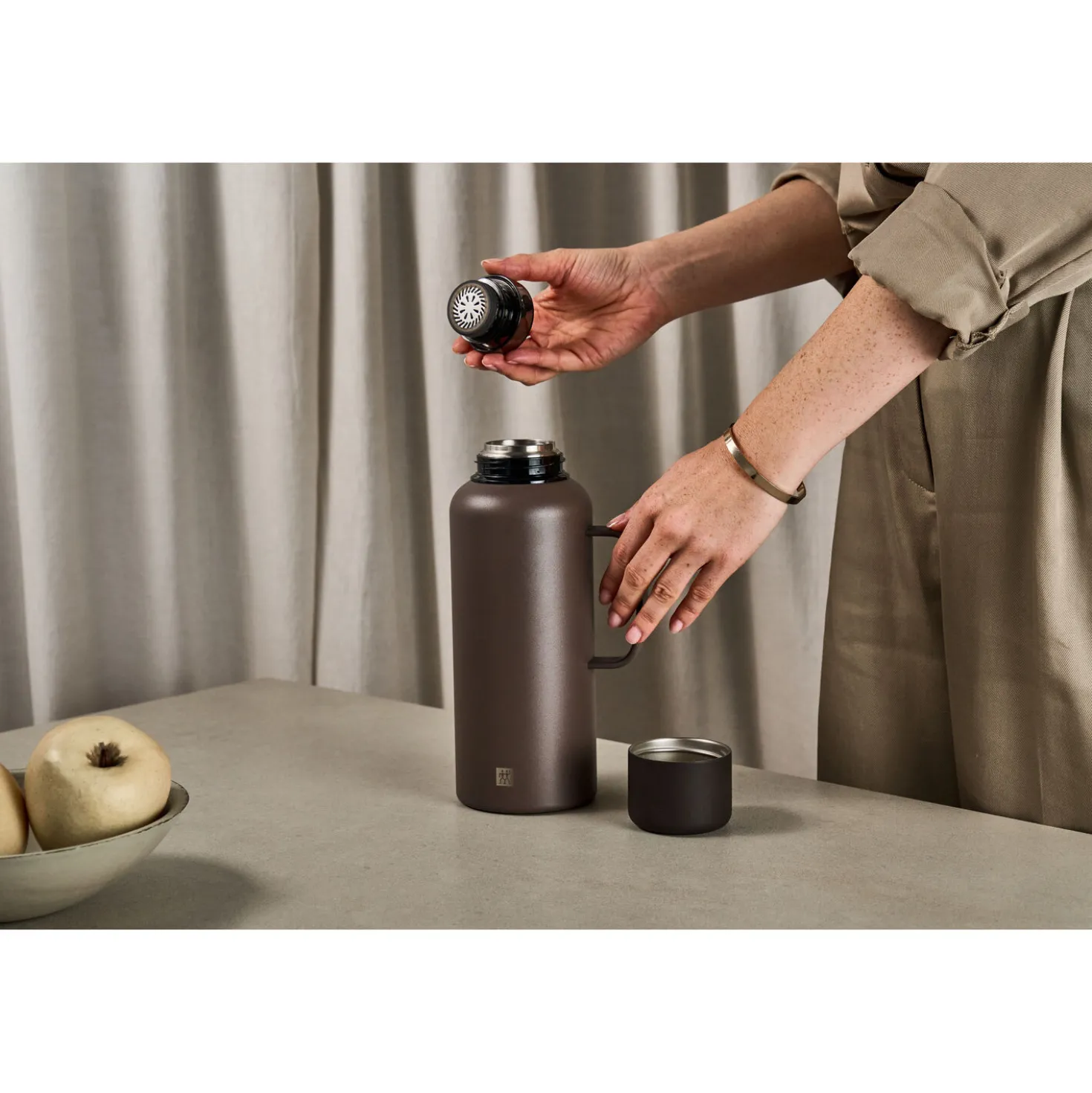Thermokanne, 1,2 l, Edelstahl, Chocolate